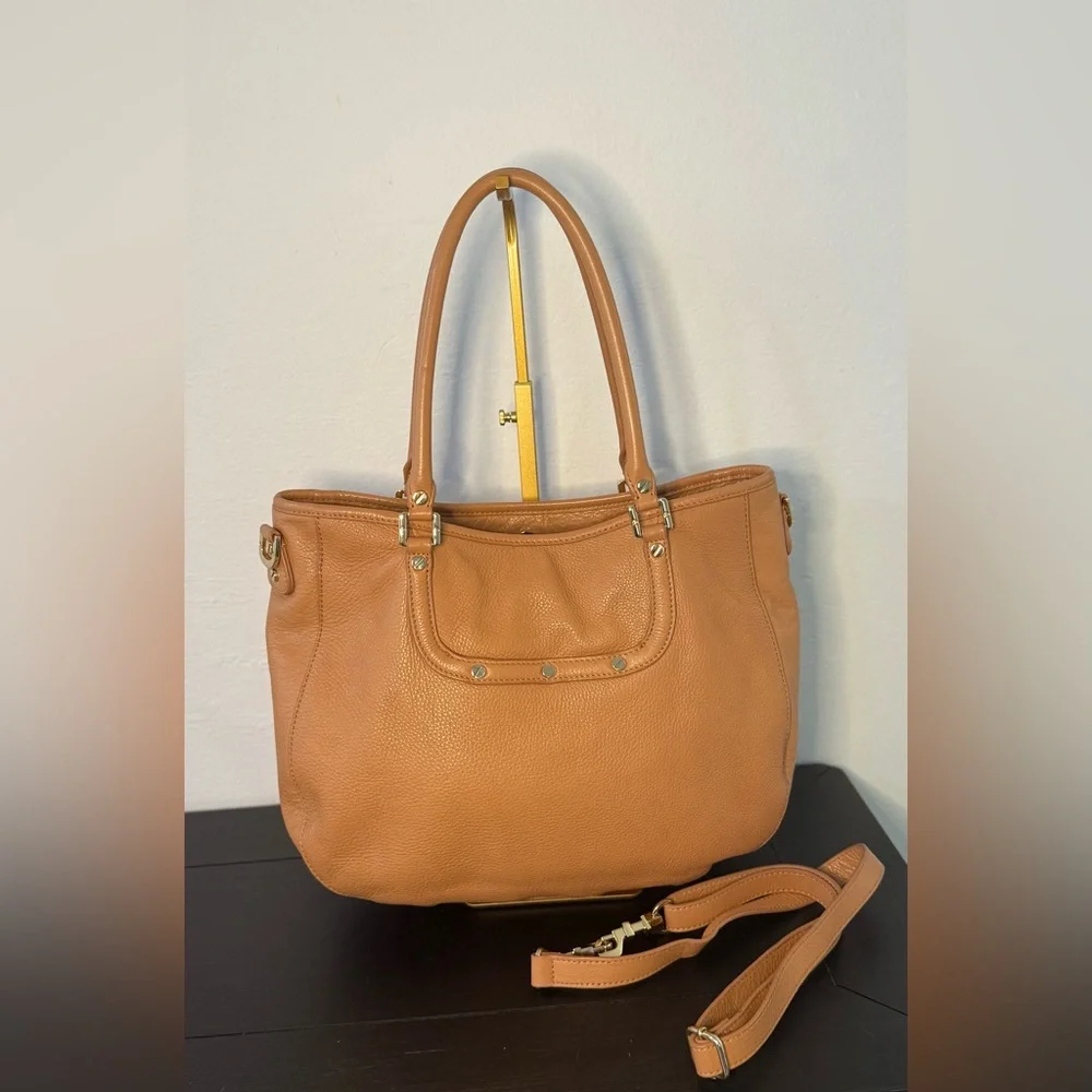 Tory Burch Amanda Pebbled Leather Tote Crossbody Bag Camel Tan - Picture 3 of 8